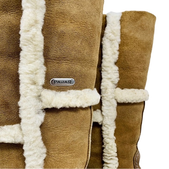 Vtg Pajar Womens Sz 6.5 Tan Suede Shearling Winter Snow Boots Genuine Wool - Picture 8 of 8